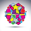 Vector abstract complex 3d orb, kaleidoscope. Bright sphere created from dazzling geometric elements Ã¢â¬â rectangles, triangles, s